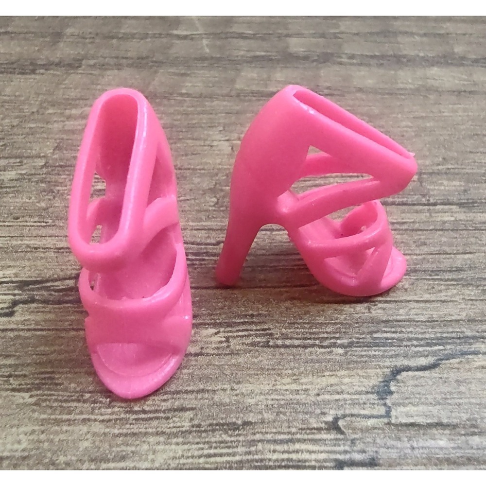 Pink Plastic Strappy High Heel Shoes for Fashion Doll Accessories Z26